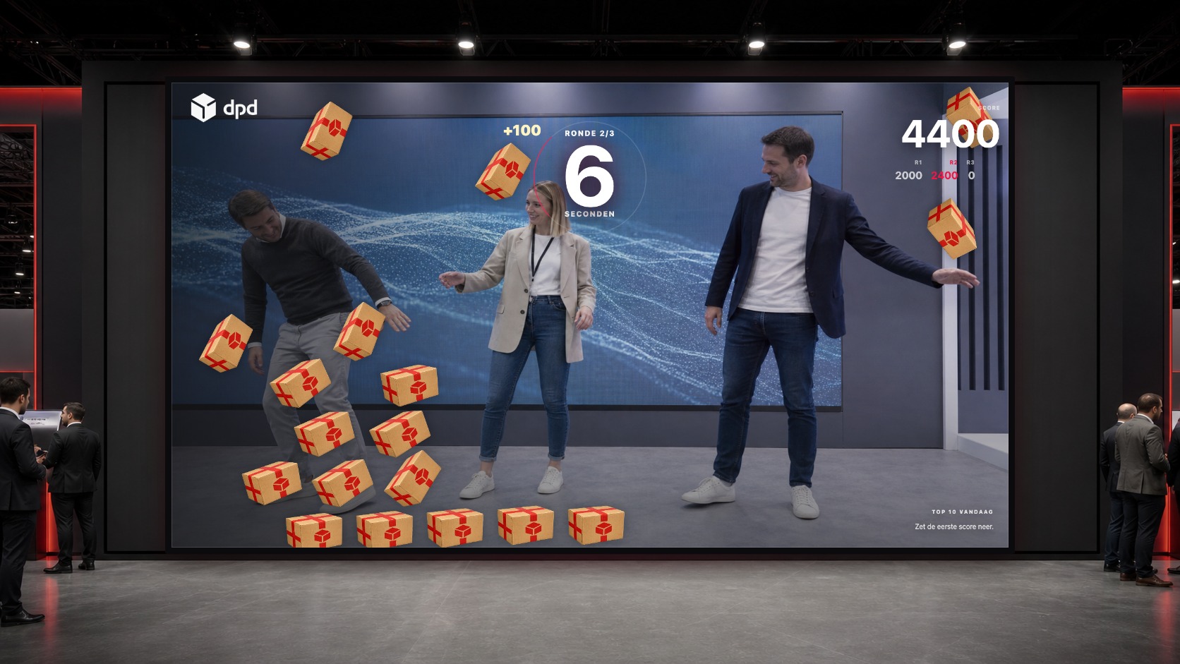 Bewegingsgame actief op een beursstand
