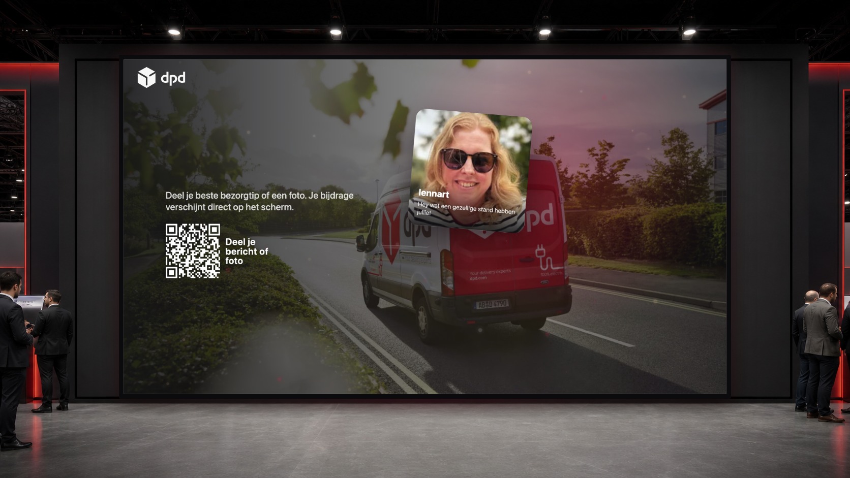 Live bezoekerswall actief op een beursstand